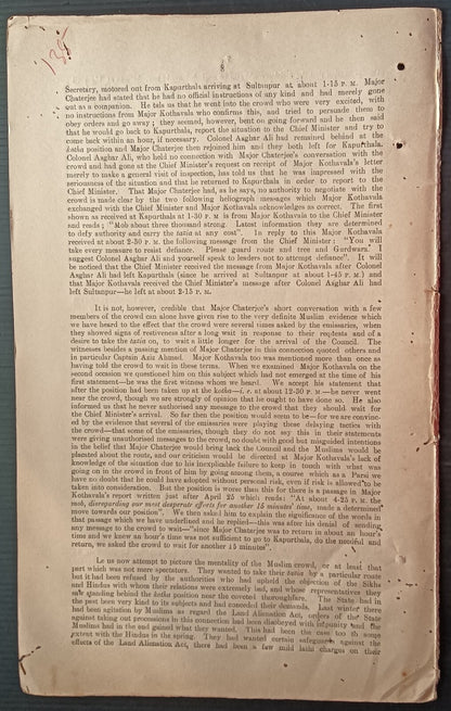 India 1934 report into the Firing incident at Sultanpur
