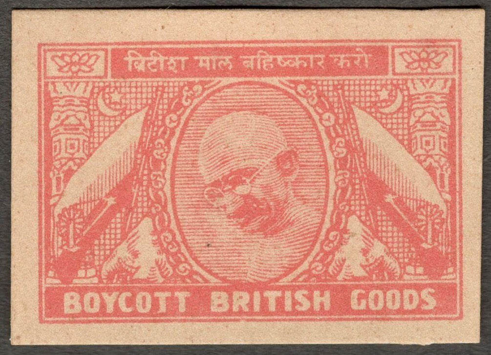 (AOP) India 1940s GANDHI "BOYCOTT BRITISH GOODS" label