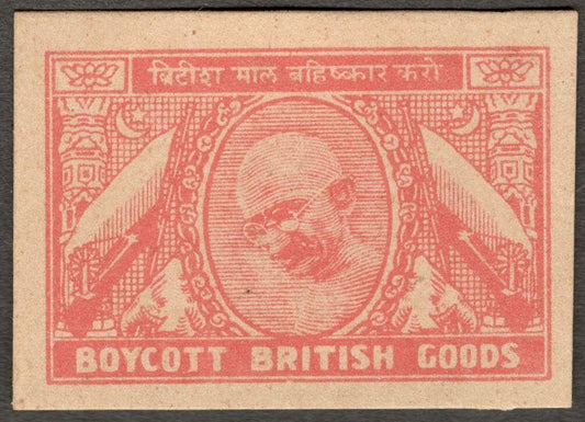 (AOP) India 1940s GANDHI "BOYCOTT BRITISH GOODS" label