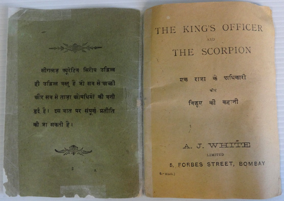 India 1893 Devnagri book THE KING’S OFFICER & THE SCORPION 46pgs SEE FAULTS