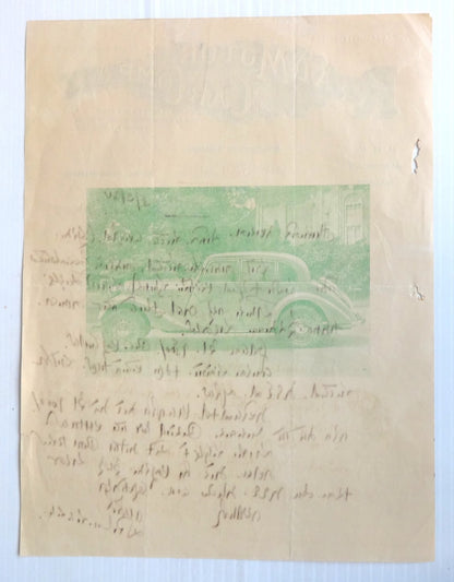 India 1938 illustrated letterhead ROYAL MOTOR CAR CO. Jetpur – HANSA CARS