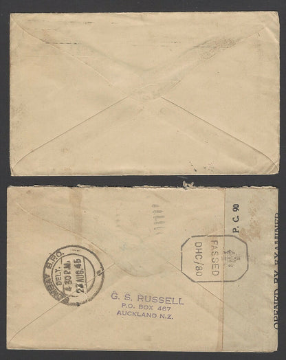 New Zealand WW2 censored covers to India (2)