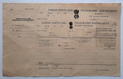 India 1953 Inland Telegram form unused with advertisement 