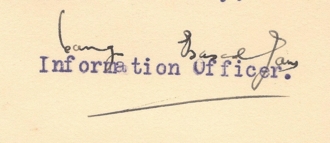 India 1947 crested letter INFORMATION OFFICER * REWA STATE signed
