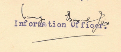 India 1947 crested letter INFORMATION OFFICER * REWA STATE signed