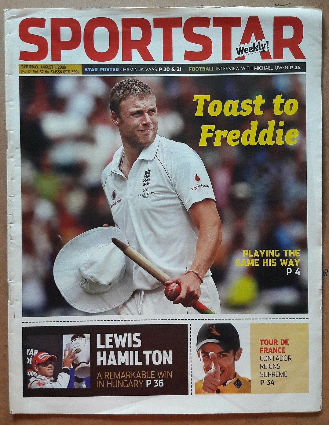 India Sportstar 2008-12 CRICKET cover issues 10” X 13” (5)