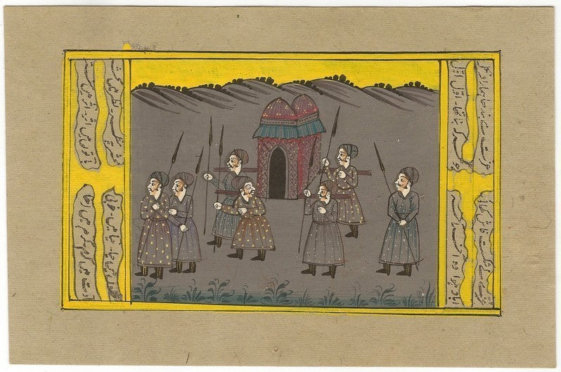 India Miniature Painting Princess in Howdah 5" x 8"