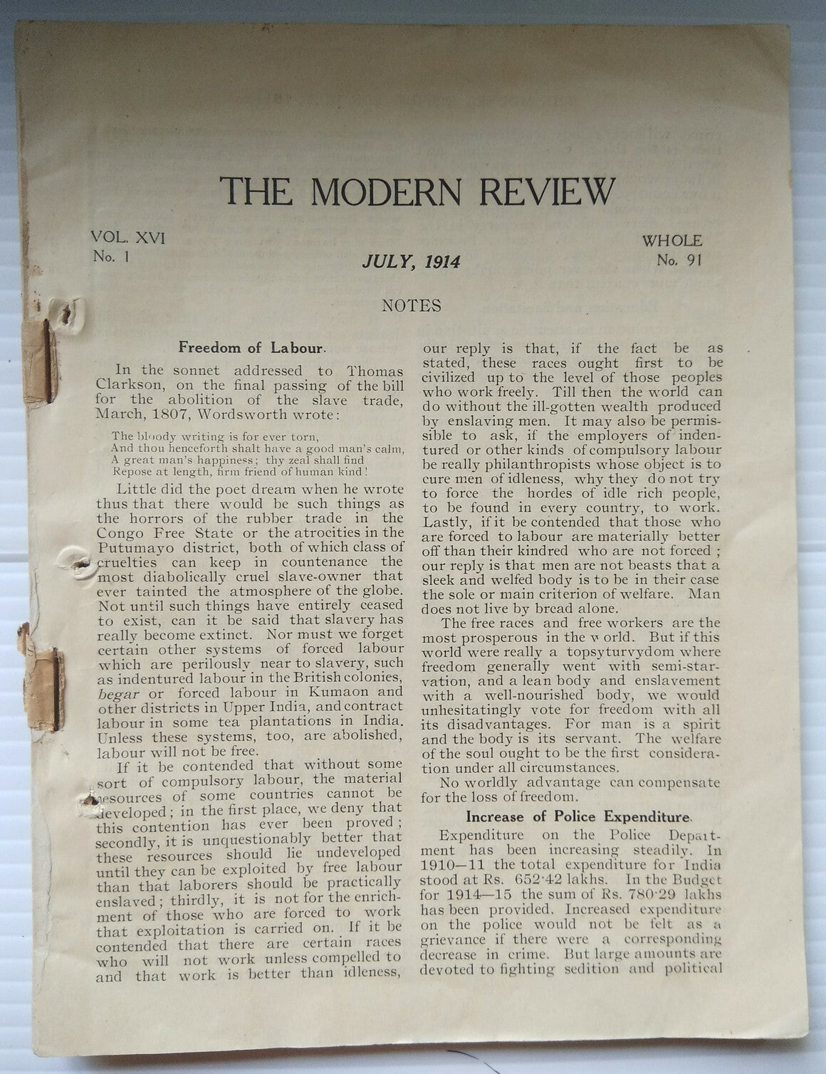 India THE MODERN REVIEW July 1914 Gandhi South Africa Commission 112pgs