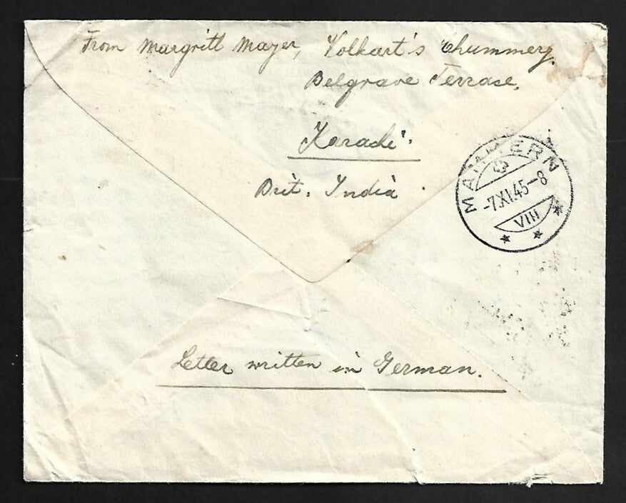 AOP India KGVI cover paid 1R5a6p to Switzerland with jusqu'a bars over label