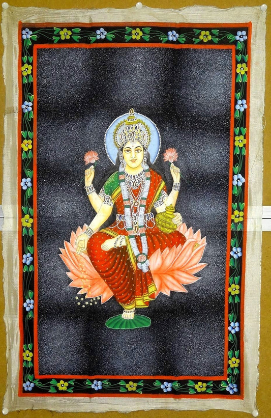 India print on cloth 20" x 31" Goddess Laxmi