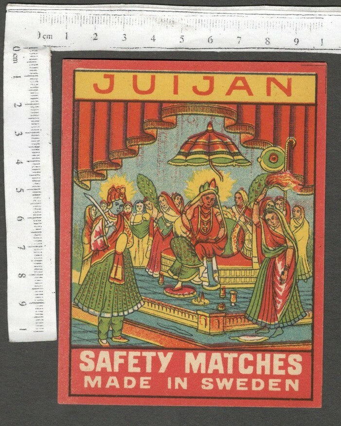 AOP India vintage packet size label JUIJAN Krishna in Radha's Court