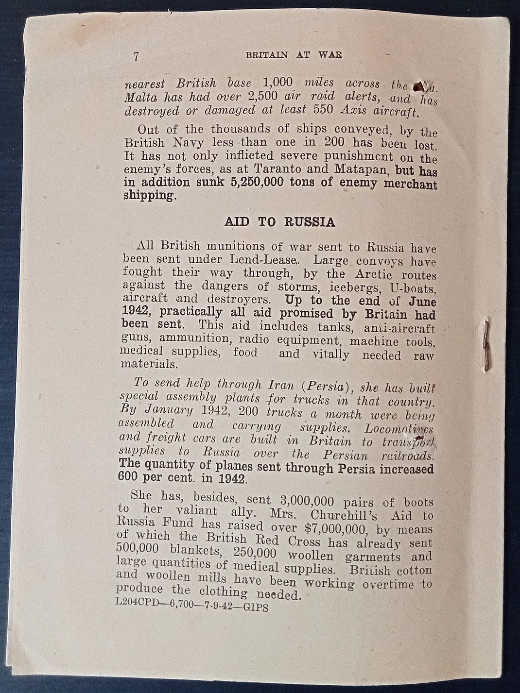 India WW2 propaganda booklet BRITAIN AT WAR