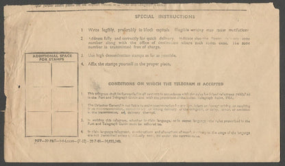AOP India 1958 Express Telegram Serampore to Pakistan with 1955 75np 1R 2R