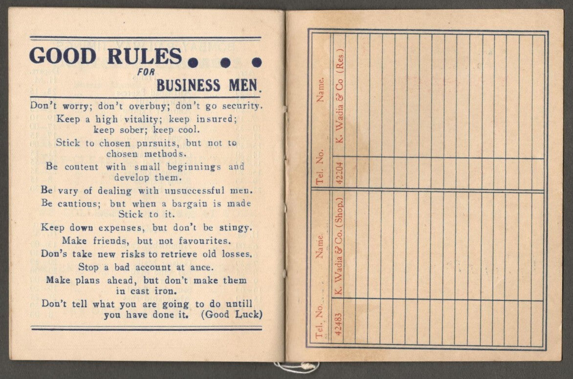 (AOP) India 1950 promotional dairy The Indian States & Estern Agency WIRELESS