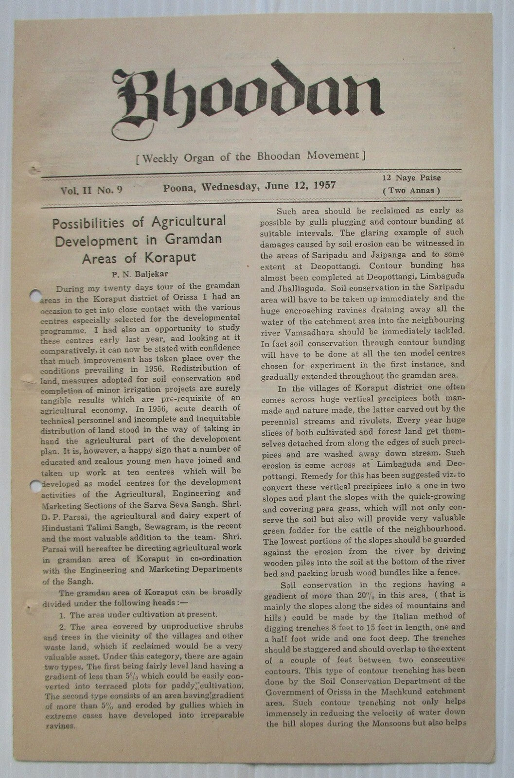 BHOODAN Weekly of the Bhoodan Movement India 1957 issues (27)