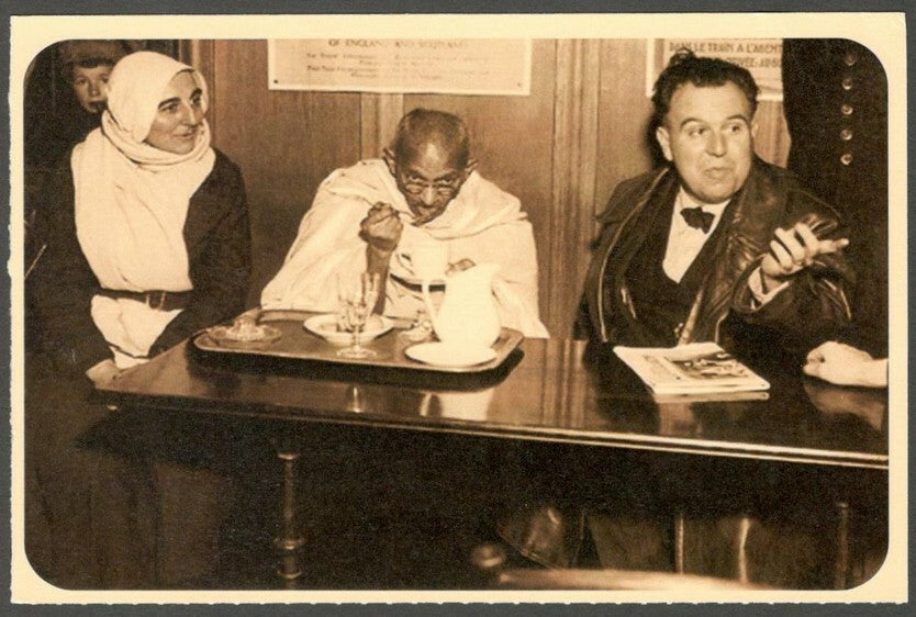 AOP India full back pictorial 50p Gandhi postal card GANDHI