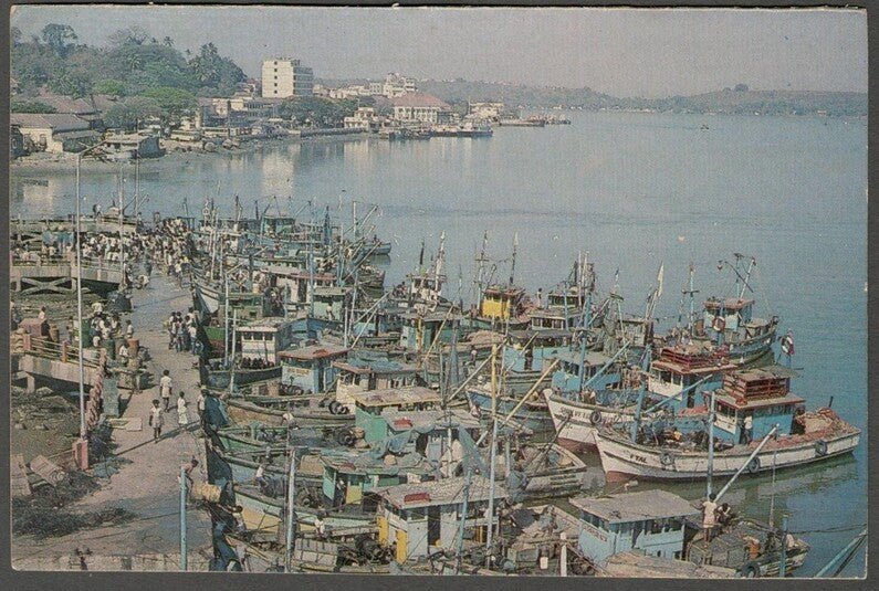 AOP India GOA vintage postcard Fisheries Jetty at Panaji