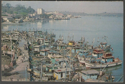 AOP India GOA vintage postcard Fisheries Jetty at Panaji