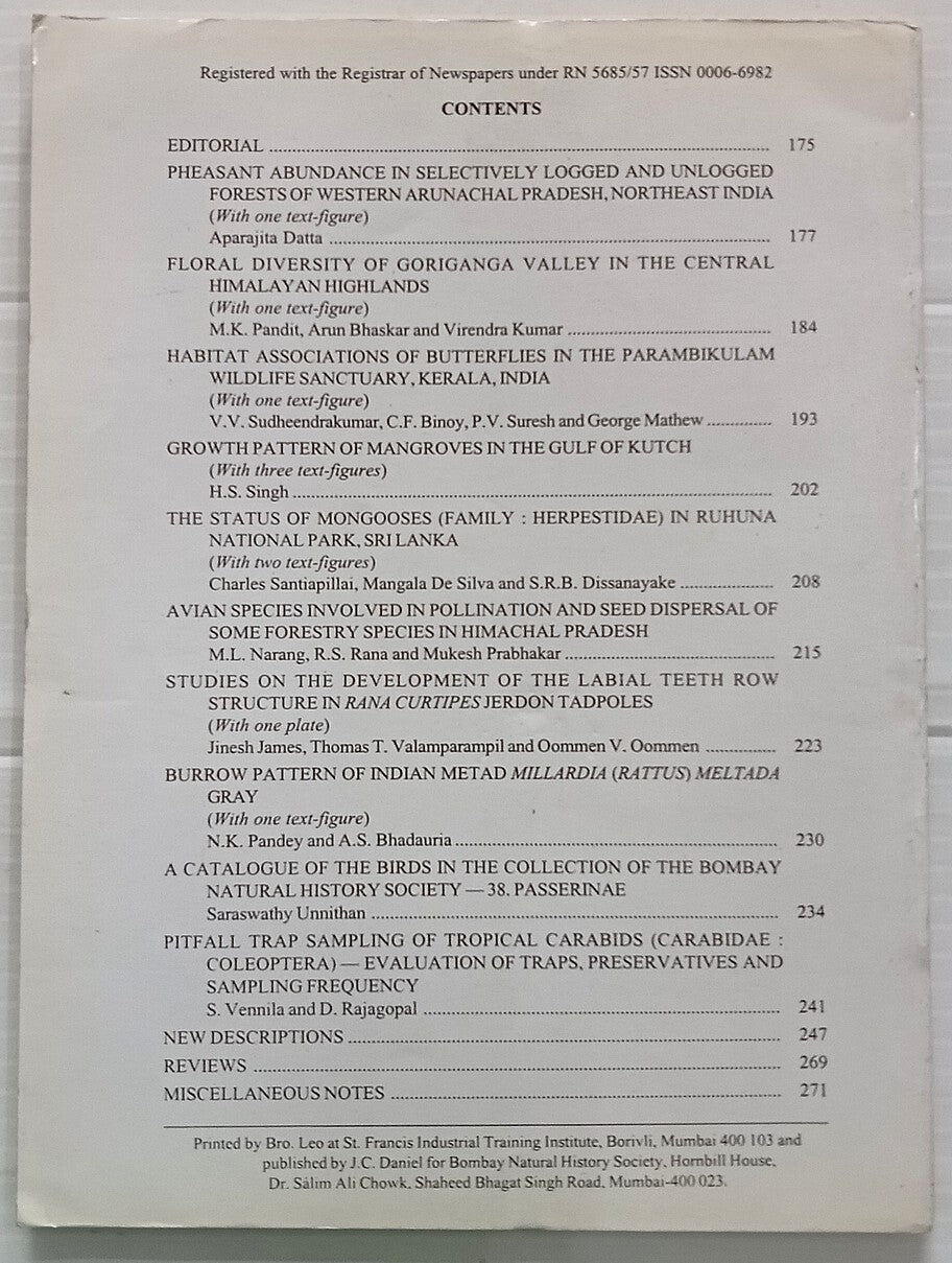 AOP India JOURNAL OF THE BOMBAY NATURAL HISTORY SOCIETY August 2000