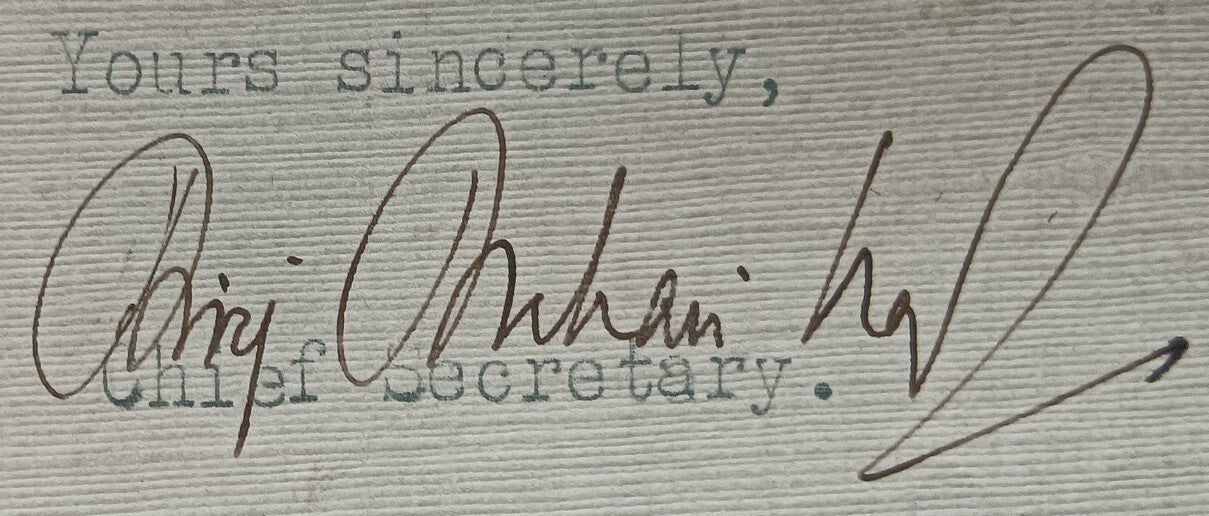 India crested letter CHIEF SECRETARY / BENARES STATE