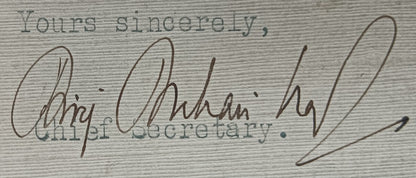 India crested letter CHIEF SECRETARY / BENARES STATE