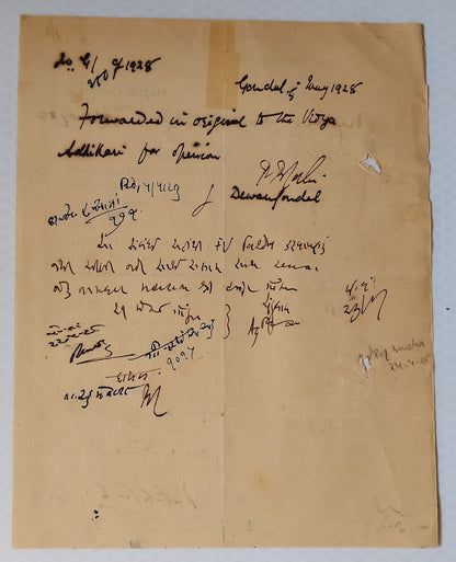 AOP India 1928 printed letter signed Maharaj Of Limbdi Fateh Singh