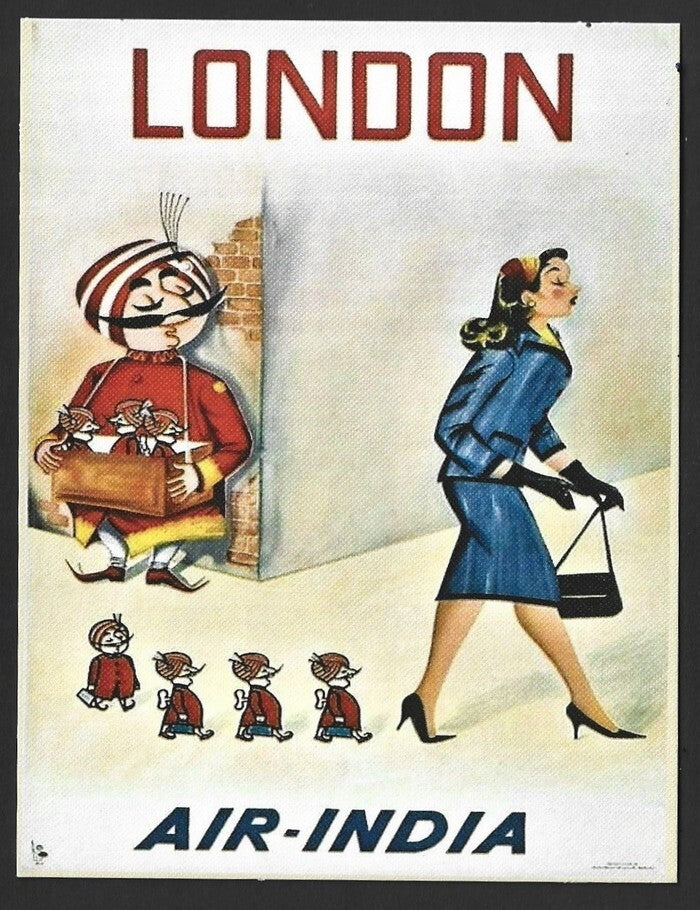 AIR INDIA LONDON reprinted postcard