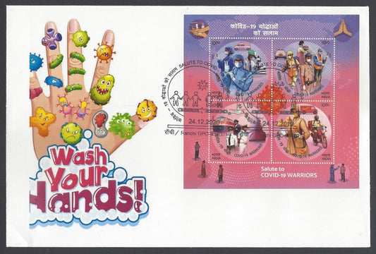 AOP India 2020 Corona Art MS miniature sheet FDC
