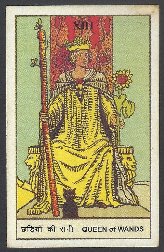 AOP India Vintage Hindu TAROT card Queen of Wands