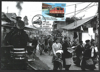 India 2013 50 Year of Railway Worshops maxi card Procession for free Tibet in So