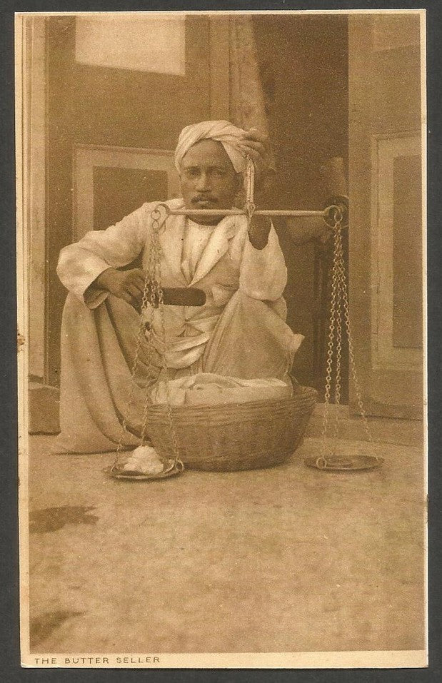 India vintage postcard THE BUTTER SELLER