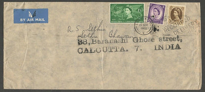 AOPIMT GB QEII 1958 Commonwealth Games 1/3 on airmail cover to India