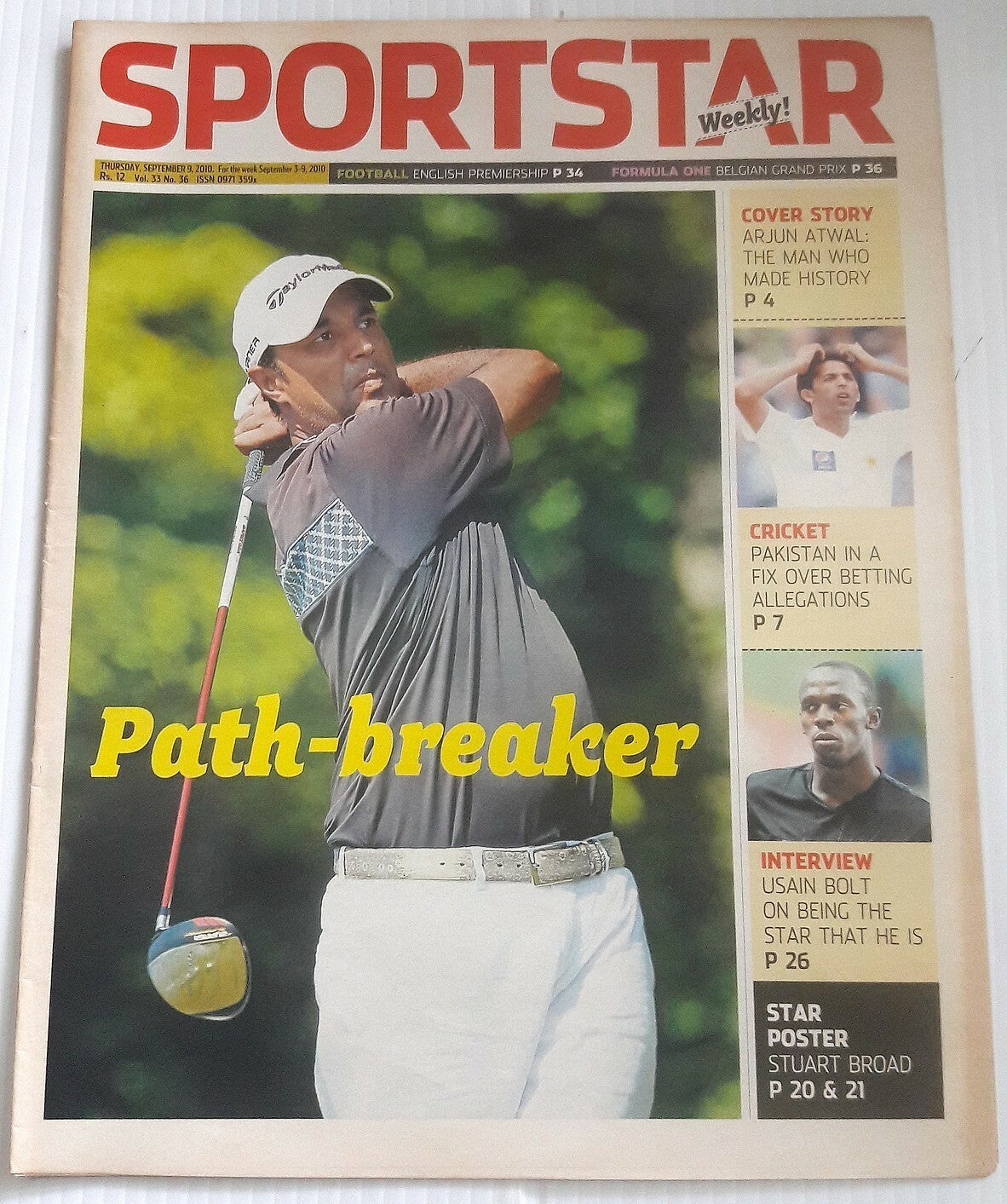 India Sportstar 2008-10 GOLF cover issues 10” X 13” (5)