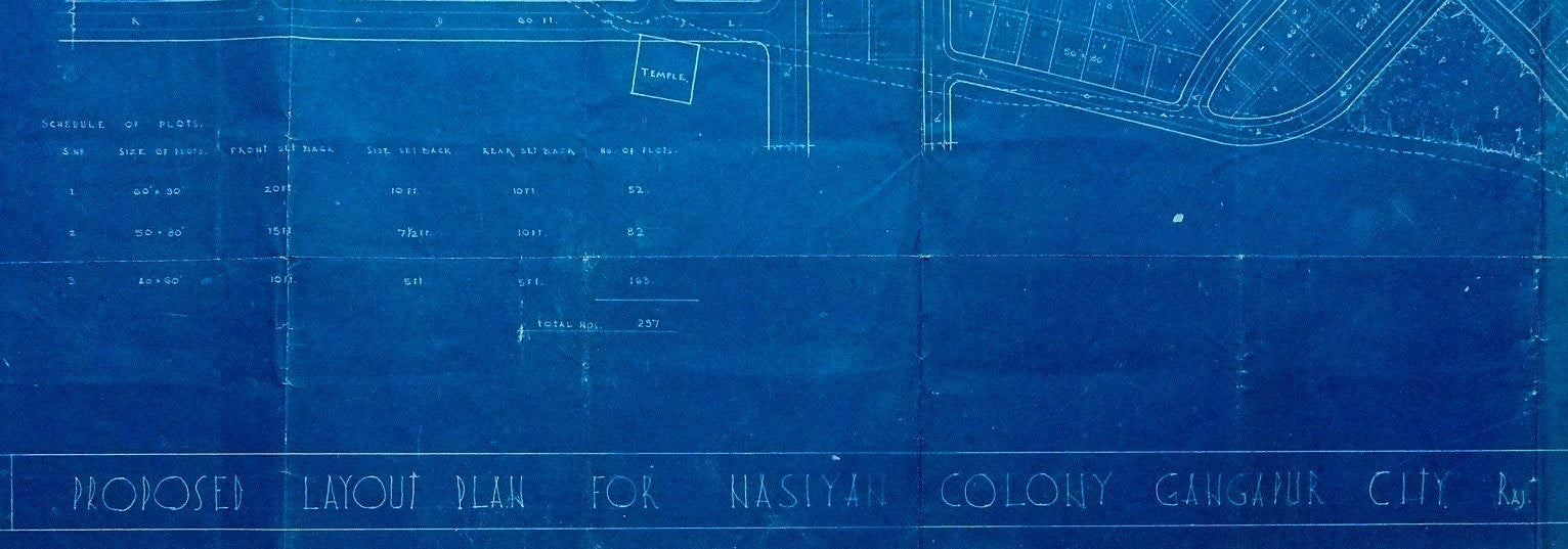 India 1954 Survey Map of the proposed NASIYAN COLONY Gangapur 22” x 35”