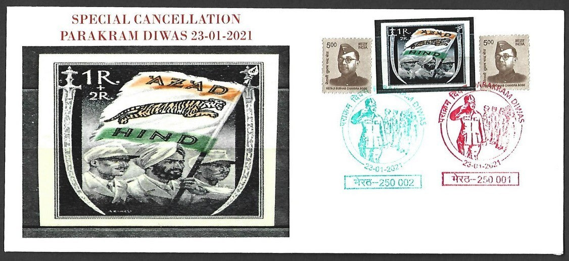 India 2021 Netaji Jayanti Subhas Chandra Bose special covers with labels (3)