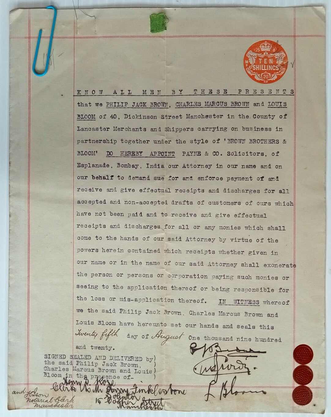 AOP GB 1920 Power of Attorney For a Law Firm in India