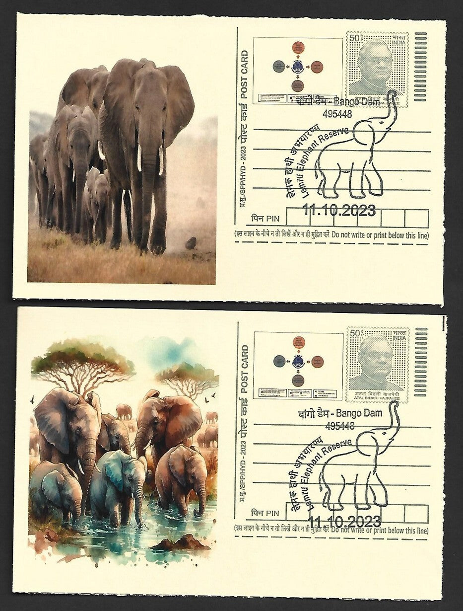 India ELEPHANTS 2023 Lemru Elephant Reserve pictorial commemorative postcards x8