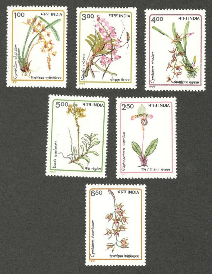 AOP India 1991 Orchids of India set of 6 MNH