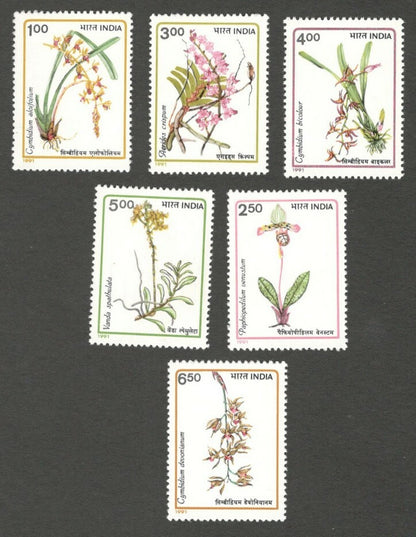 AOP India 1991 Orchids of India set of 6 MNH