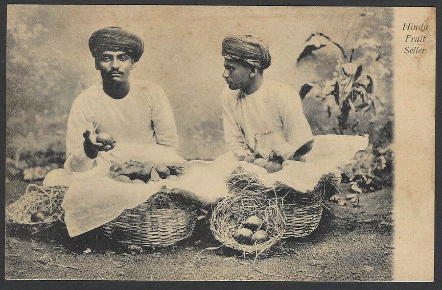 India vintage postcard Hindu Fruit Seller