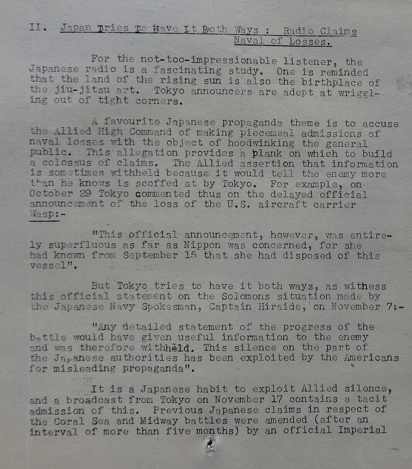 India WW2 1942 Propaganda briefing for Broadcasters Plunder of Indochina etc