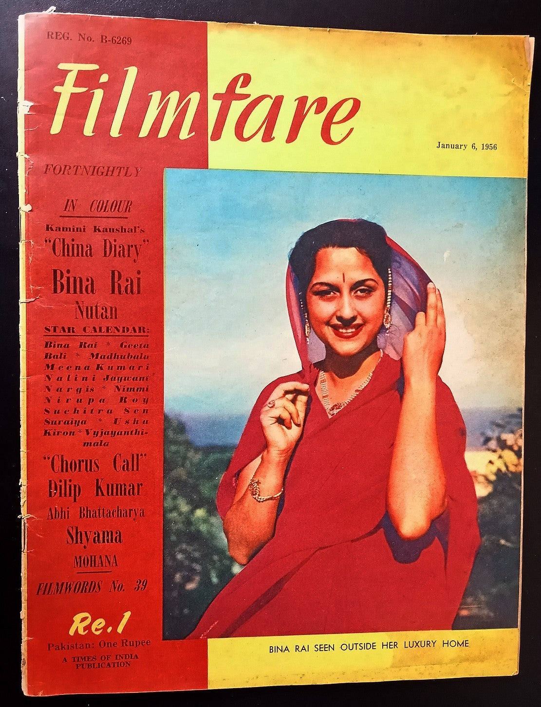 Filmfare 6 Jan1956 issue – Bollwood weekly – India Bina Rai cover