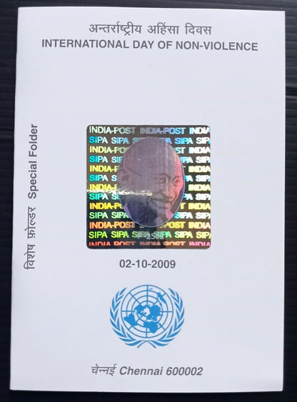 India 2009 International Day of Non Violence Special Folder with hologram