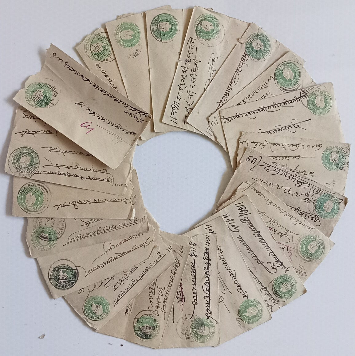 India KEdVII 1/2a green envelopes x 100 selected for condition WHOLESALE