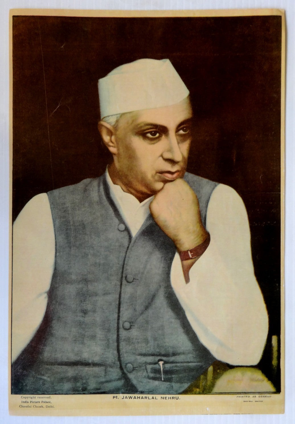 India vintage print PT. JAWAHARLAL NEHRU 25 x 37cm