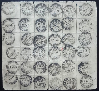 India 1957-68 Post Office daily postmark proof impression sheets (18)