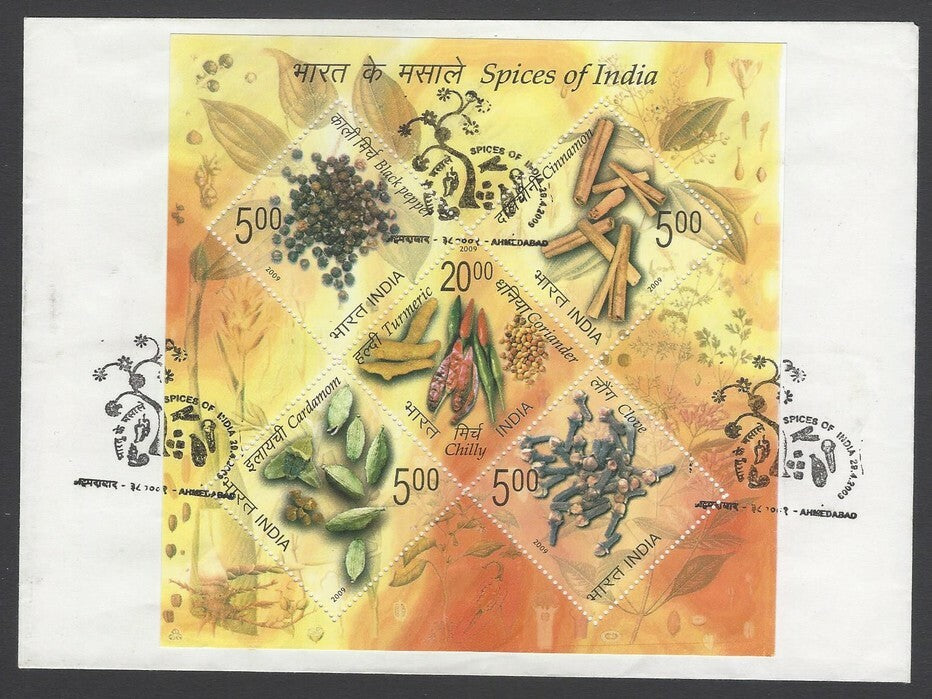 AOP India 2009 Spices of India MS miniature sheet on FDC First Day cover
