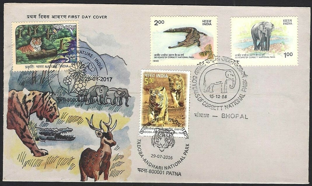 India Combination FDC 1986, 2016 & 2017 Animals