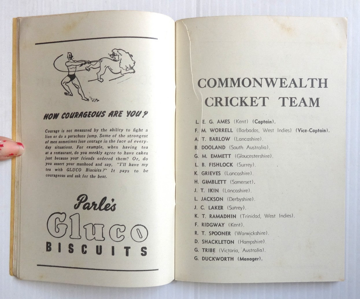 Commonwealth Cricket Tour of India souvenir / programme 1950-1