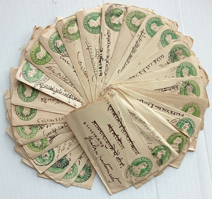 AOP India KGV 1/2a green envelopes x 100 selected for condition WHOLESALE